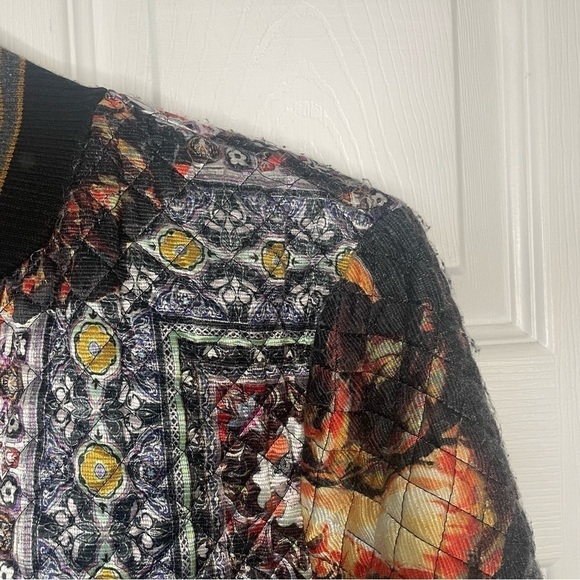 Clover Canyon Printed Multicolour Irish Box Print Zip Up Bomber Jacket Medium - Picture 6 of 7